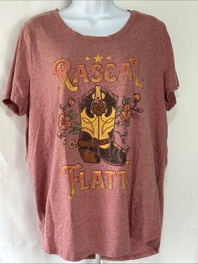 Rascal Flats Women’s Size 2X Pink Short Sleeve Cotton T Shirt 2023